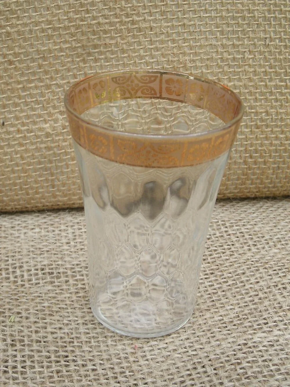 Vintage West Virginia Glass Optic 22K Gold Cordial Glass Set of 6